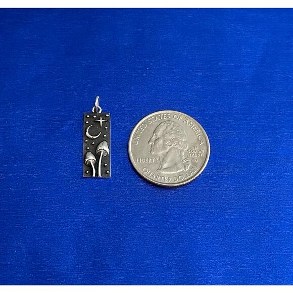 Sterling Silver Mushroom Moon Stars Necklace,  Mushroom Moon Stars Necklace - Picture 5 of 5